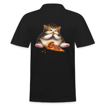 Pizza Liebhaber Katze - Männer Poloshirt - Schwarz - Hinten - Kai (181cm)