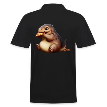Pizza Loving Dinosaur - Men's Polo Shirt - black - Back - Kai (181cm)