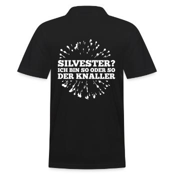 Spruch: Silvester? Ich bin so oder so der Knaller! - Männer Poloshirt - Schwarz - Hinten - Kai (181cm)