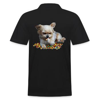 Cute dog nibbles sweets - Men's Polo Shirt - black - Back - Kai (181cm)