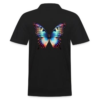 Bunter Schmetterling in voller Pracht - Männer Poloshirt - Schwarz - Hinten - Kai (181cm)