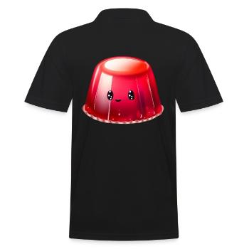 Kawaii Pudding - Männer Poloshirt - Schwarz - Hinten - Kai (181cm)