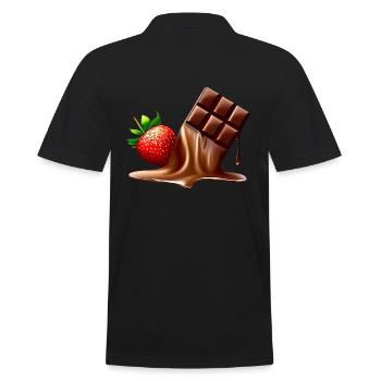 Schokolade und Erdbeere - Männer Poloshirt - Schwarz - Hinten - Kai (181cm)