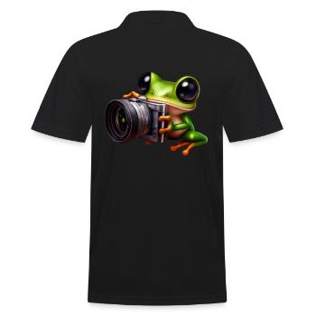 Frog photographer in action - Men's Polo Shirt - black - Back - Kai (181cm)