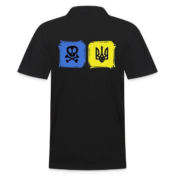 UKRAINE ukrainisches Symbol slava ukraini - Männer Poloshirt - Schwarz - Hinten - Kai (181cm)