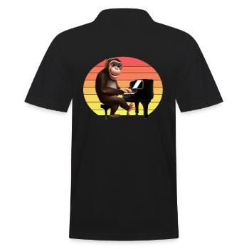 Monkey at the piano - Men's Polo Shirt - black - Back - Kai (181cm)