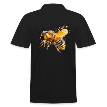 Farbenfrohe Biene - Männer Poloshirt - Schwarz - Hinten - Kai (181cm)
