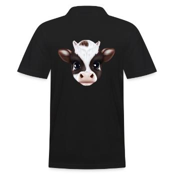 Cute cow face - Farm - Men's Polo Shirt - black - Back - Kai (181cm)