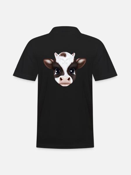 Cute cow face - Farm - Men's Polo Shirt - black