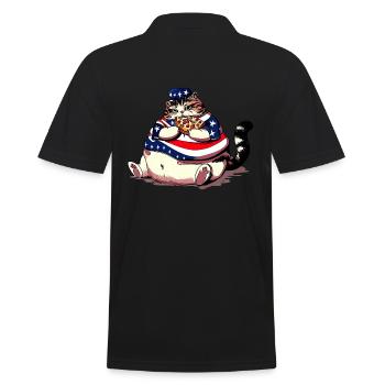 Fette Amerikanische Pizza Katze - Männer Poloshirt - Schwarz - Hinten - Kai (181cm)