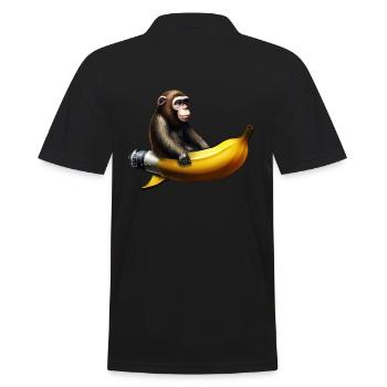 Rocket Banana Monkey Astronaut - Men's Polo Shirt - black - Back - Kai (181cm)