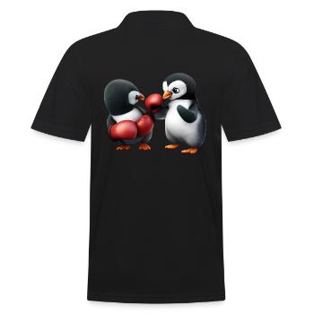 Penguin Boxing Match - Men's Polo Shirt - black - Back - Kai (181cm)