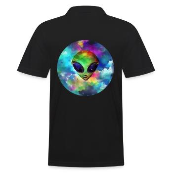Alien head in front of his Planet - Men's Polo Shirt - black - Back - Kai (181cm)