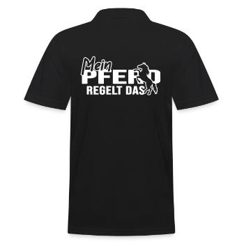 Reiten "Pferd regelt" Springreiter Galopp - Männer Poloshirt - Schwarz - Hinten - Kai (181cm)