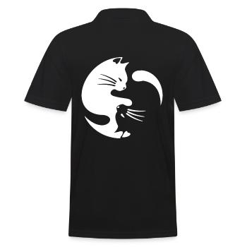 Chats yin yang - Polo Homme - noir - Dos - Kai (181cm)