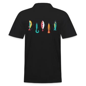 Angler angeltAngelköder Angelhaken Angelschein - Männer Poloshirt - Schwarz - Hinten - Kai (181cm)