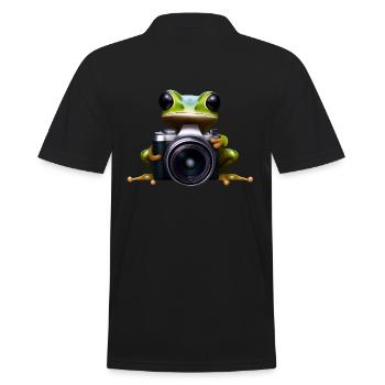 Frog photographer in action - Men's Polo Shirt - black - Back - Kai (181cm)
