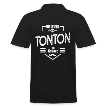 tonton qui assure cadeau tonton humour - Polo Homme - noir - Dos - Kai (181cm)