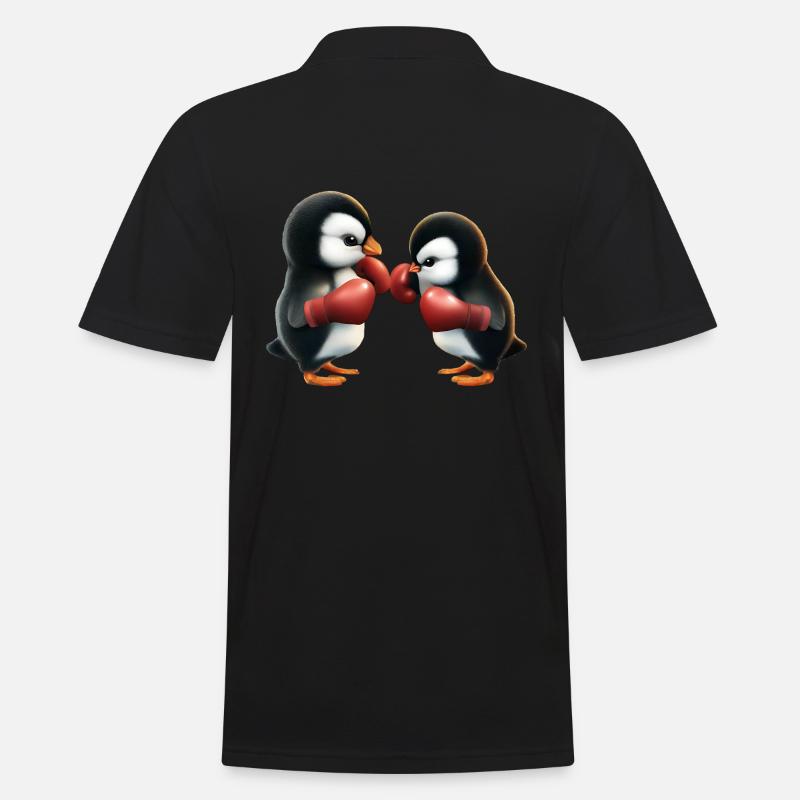 Pinguin Boxkampf - Männer Poloshirt - Schwarz