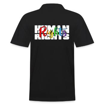 Mensch "human rights" Regenbogen für Alle - Männer Poloshirt - Schwarz - Hinten - Kai (181cm)