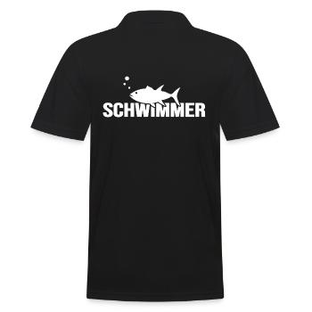 Schwimmer "Fisch im Wasser" schwimmt Badekappe - Männer Poloshirt - Schwarz - Hinten - Kai (181cm)