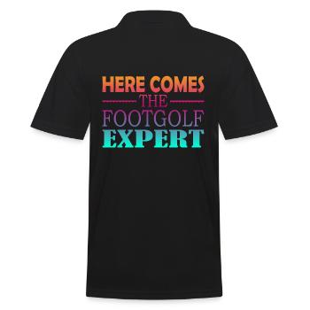 Here Comes The Footgolf Expert - Männer Poloshirt - Schwarz - Hinten - Kai (181cm)