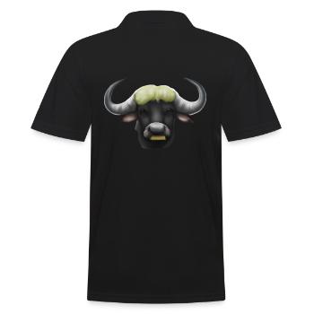 Cute drawn buffalo - Men's Polo Shirt - black - Back - Kai (181cm)