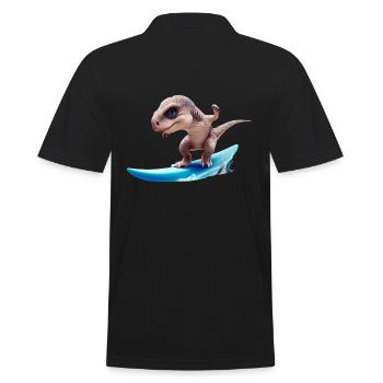 Der Surfer Dino - Männer Poloshirt - Schwarz - Hinten - Kai (181cm)