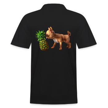Chihuahua mit Ananas - Männer Poloshirt - Schwarz - Hinten - Kai (181cm)