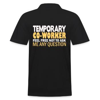 Temporary Co-Worker - Männer Poloshirt - Schwarz - Hinten - Kai (181cm)