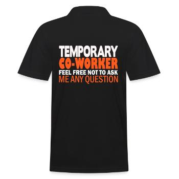 Temporary Co-Worker - Männer Poloshirt - Schwarz - Hinten - Kai (181cm)