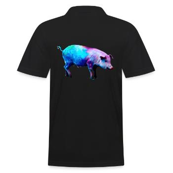 Farbenfrohes Schwein - Männer Poloshirt - Schwarz - Hinten - Kai (181cm)