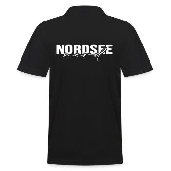 Küstenkind "Nordsee-nerd" Kapitän moin moin Norden - Männer Poloshirt - Schwarz - Hinten - Kai (181cm)