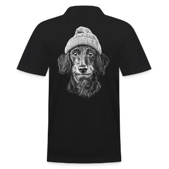 Teckel à poil dur Chapeau à pompon Chien Chien Teckel - Polo Homme - noir - Dos - Kai (181cm)