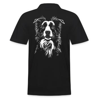Border Collie Portrait Dogs Dog Herding Dogs - Men's Polo Shirt - black - Back - Kai (181cm)