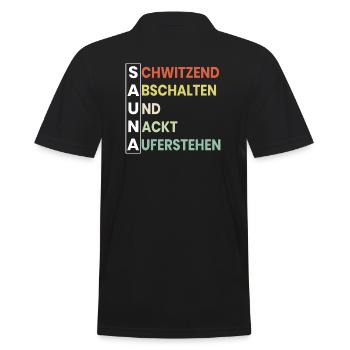 Retro Sauna Spruch - Männer Poloshirt - Schwarz - Hinten - Kai (181cm)