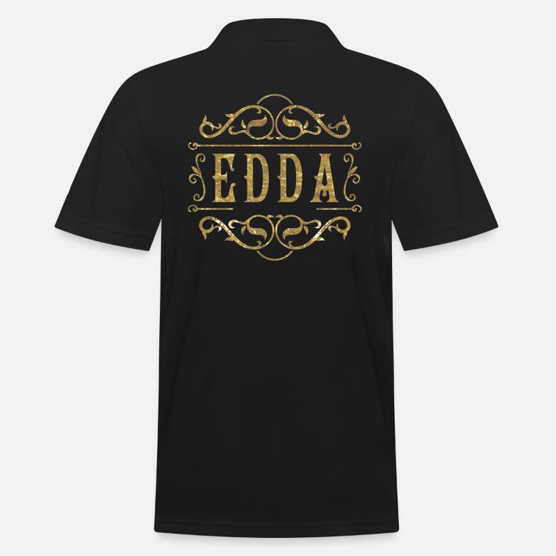 Edda gold - Männer Poloshirt - Schwarz