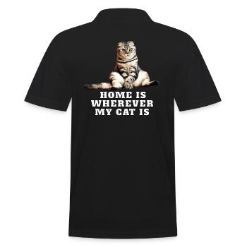 Cat – My home is where my cat is. - Men's Polo Shirt - black - Back - Kai (181cm)