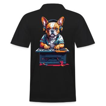 DJ Französische Bulldogge Musik Hund Party - Männer Poloshirt - Schwarz - Hinten - Kai (181cm)
