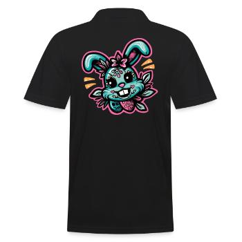 Freaky Bunny - Hase in Neon - Men's Polo Shirt - black - Back - Kai (181cm)