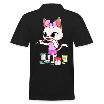 Katze Künstler Künstlerin malen Kunst Katzen - Männer Poloshirt - Schwarz - Hinten - Kai (181cm)