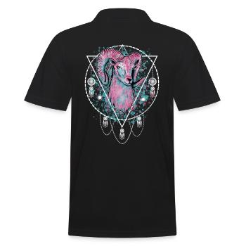 Widder Sternzeichen Spirituell - Männer Poloshirt - Schwarz - Hinten - Kai (181cm)