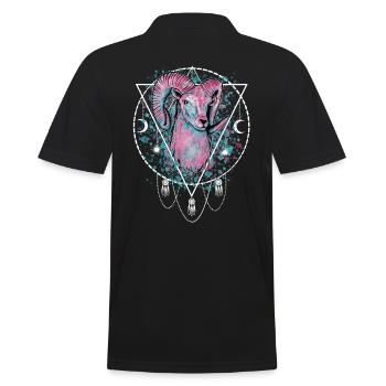 Widder Sternzeichen - Männer Poloshirt - Schwarz - Hinten - Kai (181cm)