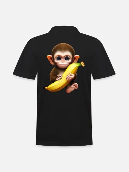 Sød abe med kæmpe banan - Herre poloshirt - sort