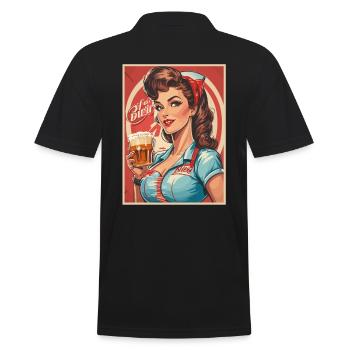 Pin Up Girl Diner Retro Vintage - Männer Poloshirt - Schwarz - Hinten - Kai (181cm)