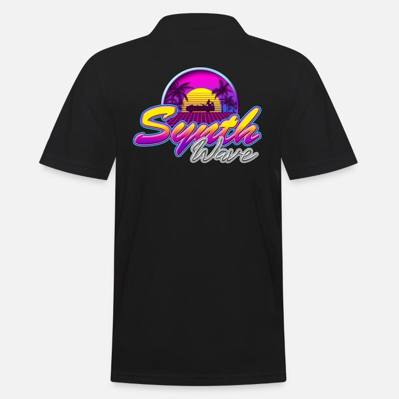 Synth-Wave Music Neon-Vibe Electrowave sunset - Männer Poloshirt - Schwarz