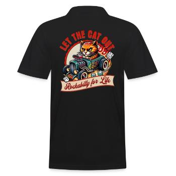 Let the cat out - Rockabilly Musik Hotrod Retro - Männer Poloshirt - Schwarz - Hinten - Kai (181cm)