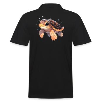 Schildkröte - Männer Poloshirt - Schwarz - Hinten - Kai (181cm)