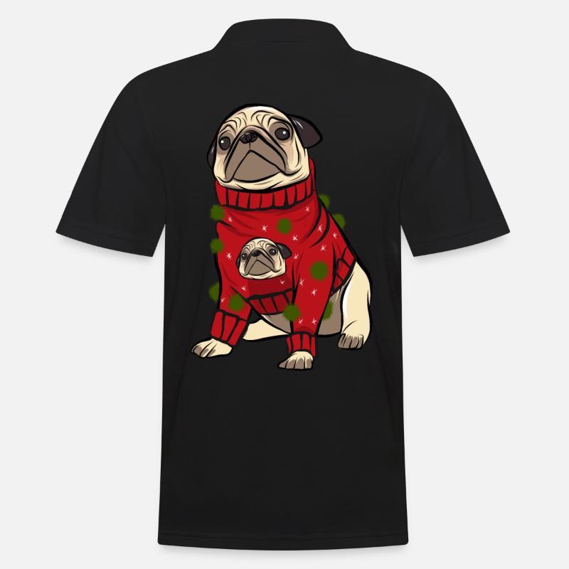 Pug in ugly christmas pullover - Men's Polo Shirt - black