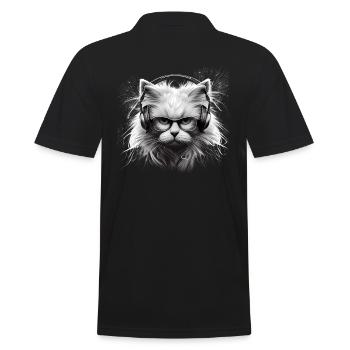 Tête de chat avec lunettes Casque-cool chat - Polo Homme - noir - Dos - Kai (181cm)